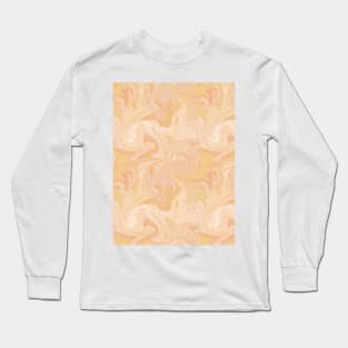 Pastel Orange Silk Marble - Digital Liquid Paint Long Sleeve T-Shirt